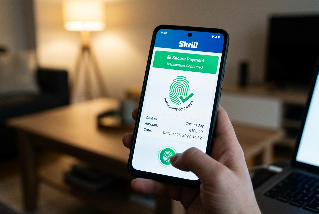 Screenshot rozhraní mobilní aplikace Skrill při autorizaci platby